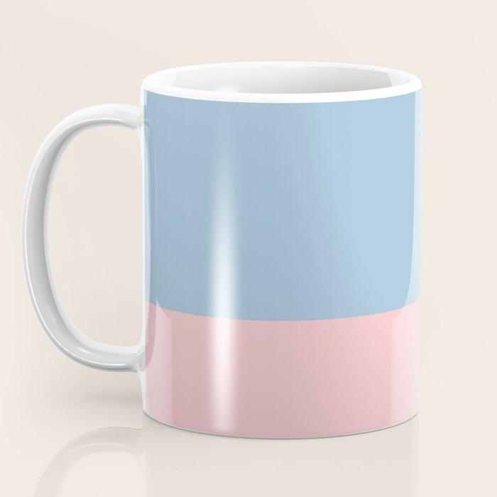Minimalist Color Block Cuffed Solid in Pastel Light Blue and Baby Pink Coffee Mug Gallery Image 3