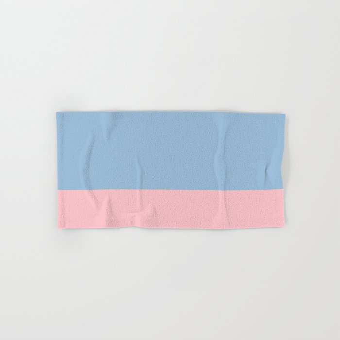 Minimalist Color Block Cuffed Solid in Pastel Light Blue and Baby Pink Bath Towel Gallery Image 1