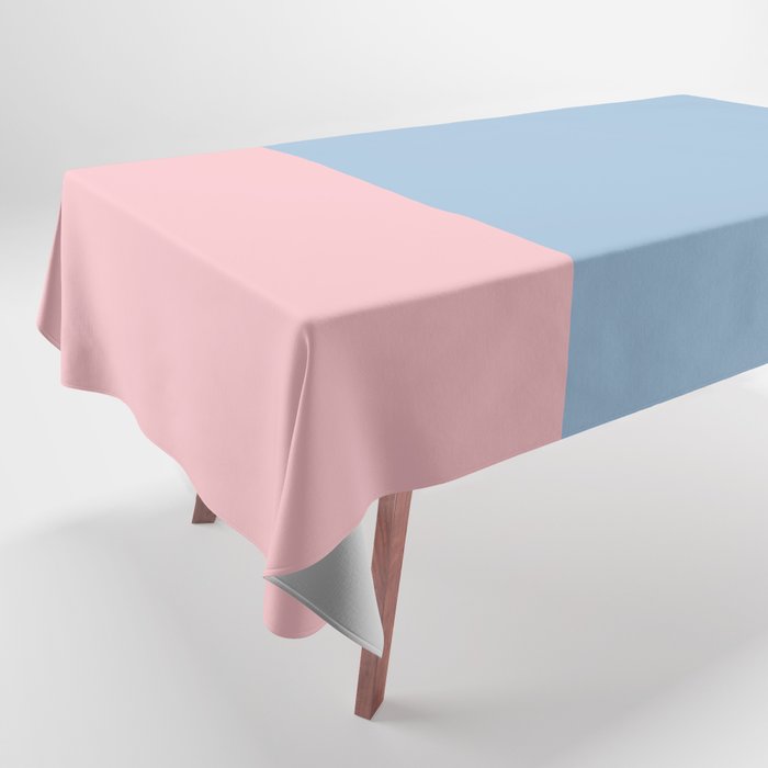 Minimalist Color Block Cuffed Solid in Pastel Light Blue and Baby Pink Tablecloth Gallery Image 1