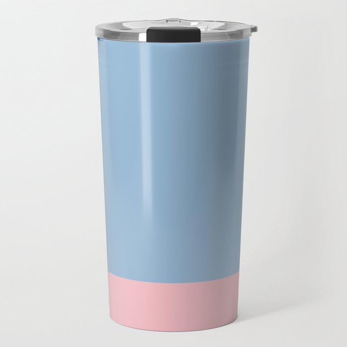 Minimalist Color Block Cuffed Solid in Pastel Light Blue and Baby Pink Travel Mug Gallery Image 1