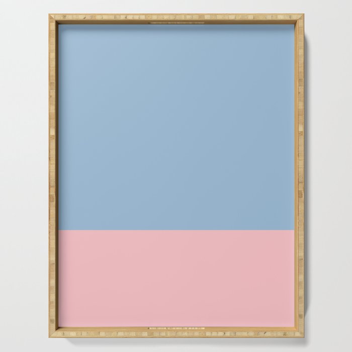 Minimalist Color Block Cuffed Solid in Pastel Light Blue and Baby Pink Serving Tray Gallery Image 1