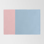 Minimalist Color Block Cuffed Solid in Pastel Light Blue and Baby Pink Rug Gallery Image 2