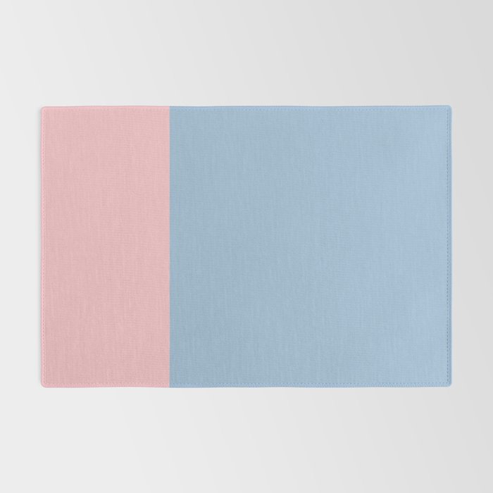 Minimalist Color Block Cuffed Solid in Pastel Light Blue and Baby Pink Rug Gallery Image 2