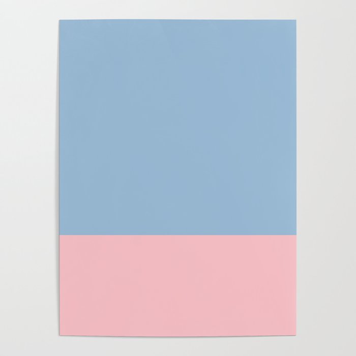 Minimalist Color Block Cuffed Solid in Pastel Light Blue and Baby Pink Poster Gallery Image 4