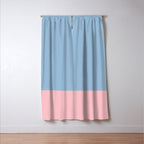 Minimalist Color Block Cuffed Solid in Pastel Light Blue and Baby Pink Window Curtain Gallery Image 3