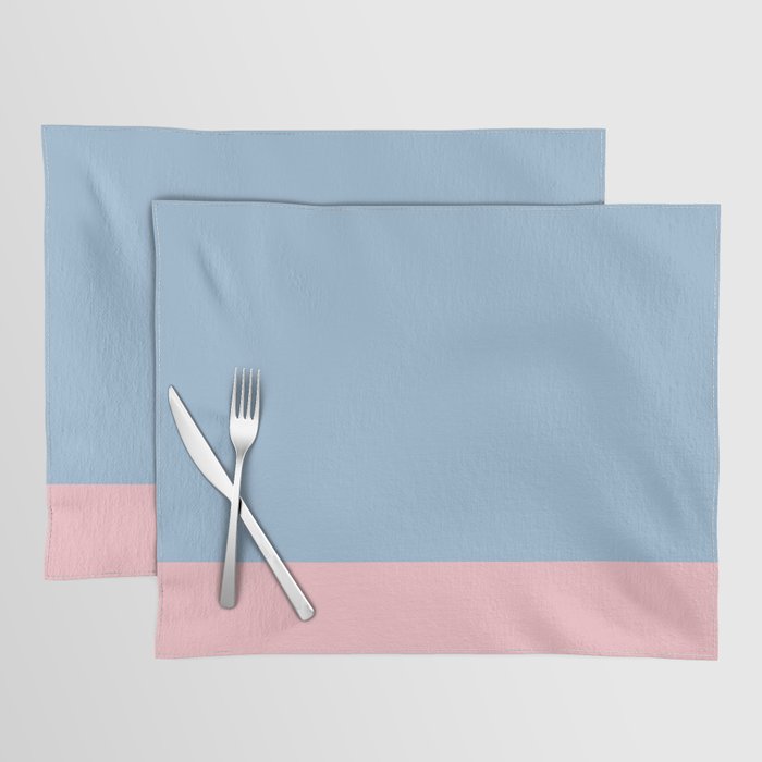 Minimalist Color Block Cuffed Solid in Pastel Light Blue and Baby Pink Placemat Gallery Image 1
