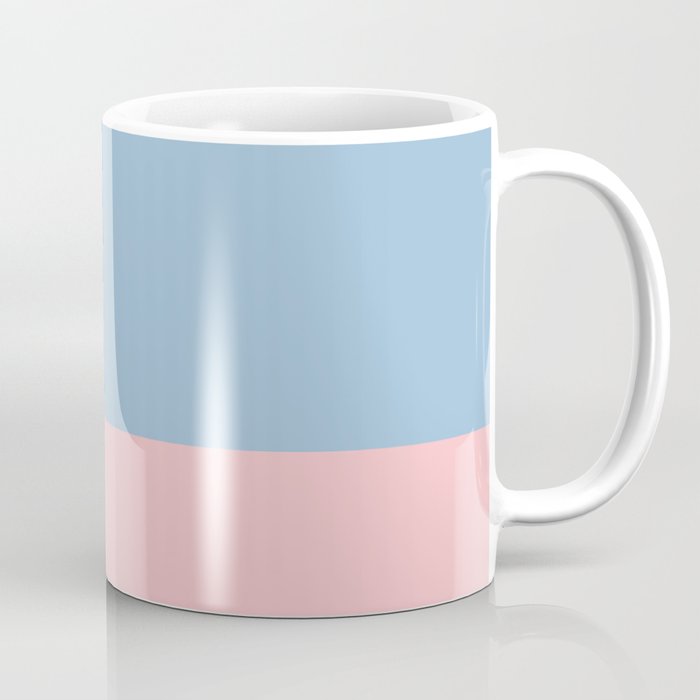 Minimalist Color Block Cuffed Solid in Pastel Light Blue and Baby Pink Coffee Mug Gallery Image 1