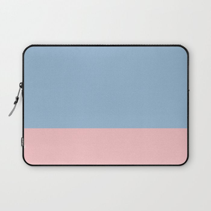 Minimalist Color Block Cuffed Solid in Pastel Light Blue and Baby Pink Laptop Sleeve Gallery Image 1