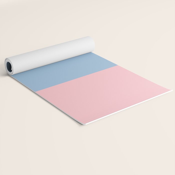 Minimalist Color Block Cuffed Solid in Pastel Light Blue and Baby Pink Yoga Mat Gallery Image 2