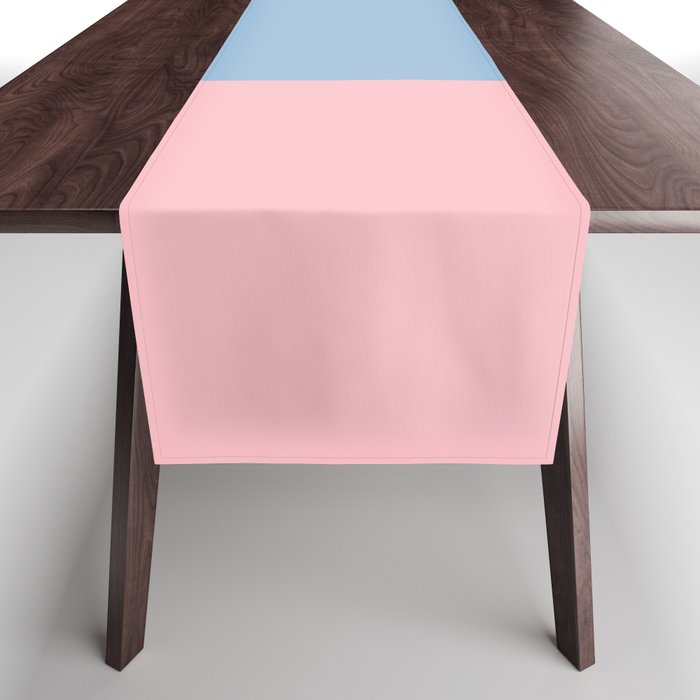 Minimalist Color Block Cuffed Solid in Pastel Light Blue and Baby Pink Table Runner Gallery Image 1