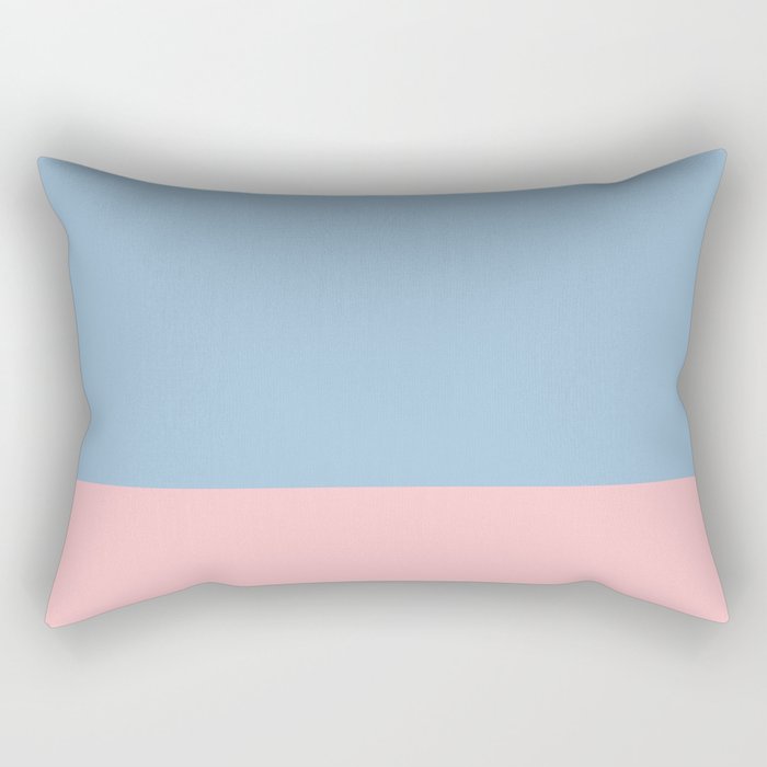 Minimalist Color Block Cuffed Solid in Pastel Light Blue and Baby Pink Rectangular Pillow Gallery Image 2