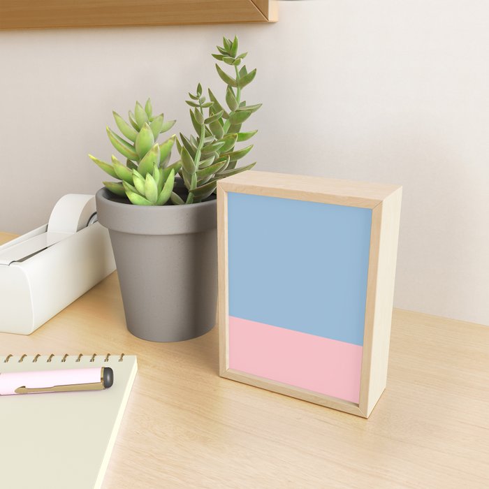 Minimalist Color Block Cuffed Solid in Pastel Light Blue and Baby Pink Mini Art Print Gallery Image 2