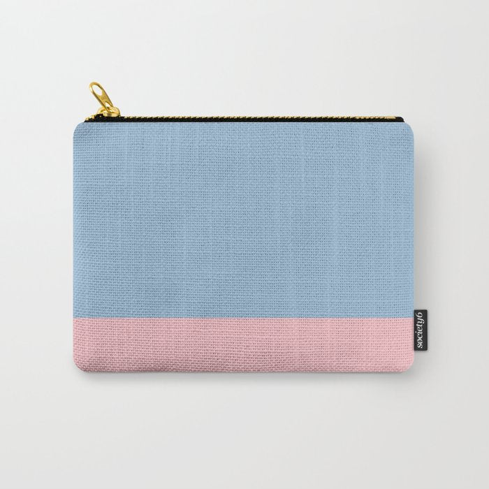 Minimalist Color Block Cuffed Solid in Pastel Light Blue and Baby Pink Carry All Pouch Gallery Image 1
