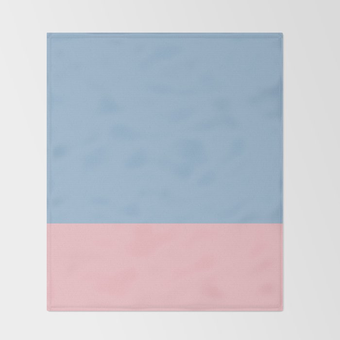 Minimalist Color Block Cuffed Solid in Pastel Light Blue and Baby Pink Throw Blanket Gallery Image 2