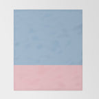 Minimalist Color Block Cuffed Solid in Pastel Light Blue and Baby Pink Throw Blanket Gallery Image 2