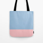 Minimalist Color Block Cuffed Solid in Pastel Light Blue and Baby Pink Tote Bag Gallery Image 1