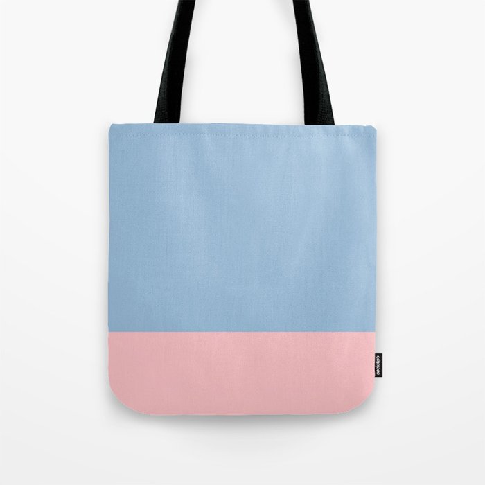 Minimalist Color Block Cuffed Solid in Pastel Light Blue and Baby Pink Tote Bag Gallery Image 1