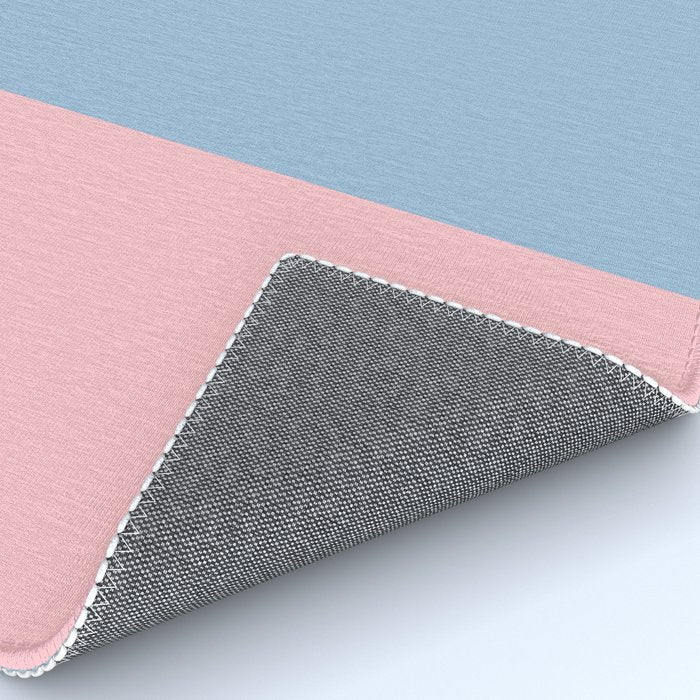 Minimalist Color Block Cuffed Solid in Pastel Light Blue and Baby Pink Rug Gallery Image 4