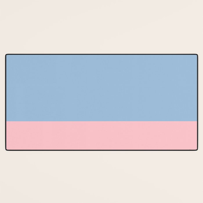 Minimalist Color Block Cuffed Solid in Pastel Light Blue and Baby Pink Desk Mat Gallery Image 3