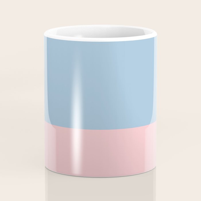 Minimalist Color Block Cuffed Solid in Pastel Light Blue and Baby Pink Coffee Mug Gallery Image 4