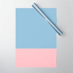 Minimalist Color Block Cuffed Solid in Pastel Light Blue and Baby Pink Wrapping Paper Gallery Image 1