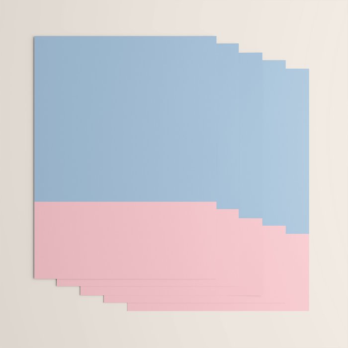 Minimalist Color Block Cuffed Solid in Pastel Light Blue and Baby Pink Wrapping Paper Gallery Image 3