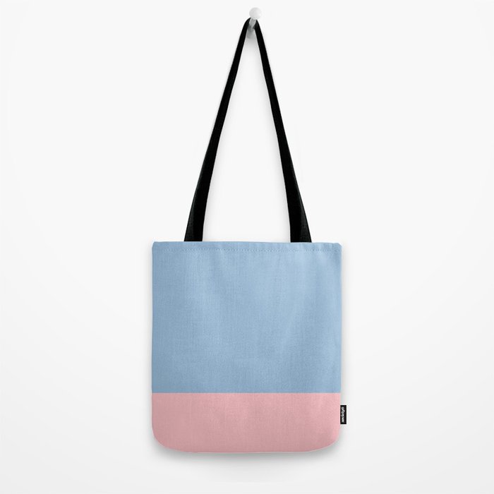 Minimalist Color Block Cuffed Solid in Pastel Light Blue and Baby Pink Tote Bag Gallery Image 2