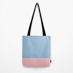 Minimalist Color Block Cuffed Solid in Pastel Light Blue and Baby Pink Tote Bag Gallery Image 2