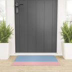 Minimalist Color Block Cuffed Solid in Pastel Light Blue and Baby Pink Welcome Mat Gallery Image 3