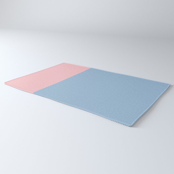 Minimalist Color Block Cuffed Solid in Pastel Light Blue and Baby Pink Rug Gallery Image 3