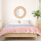 Minimalist Color Block Cuffed Solid in Pastel Light Blue and Baby Pink Duvet Cover Gallery Image 3