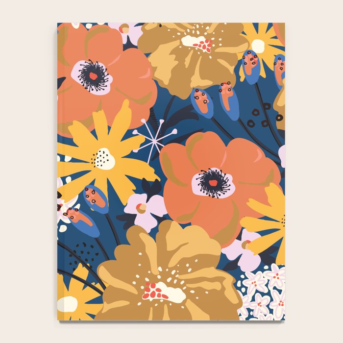 Flowers Hydrangena Poppy Blue Pattern Notebook Gallery Image 4