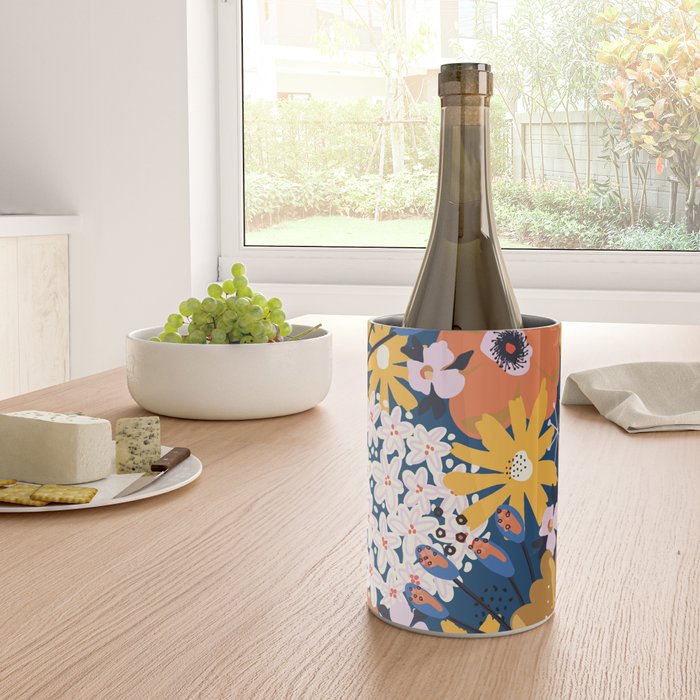 Flowers Hydrangena Poppy Blue Pattern Wine Chiller Gallery Image 4