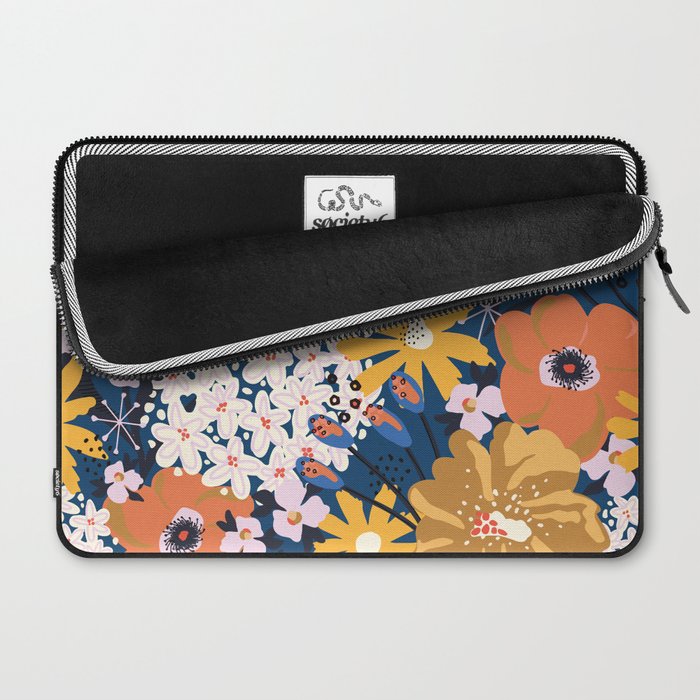 Flowers Hydrangena Poppy Blue Pattern Laptop Sleeve Gallery Image 2