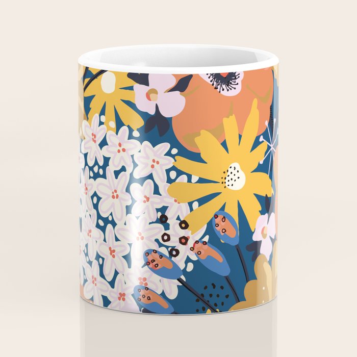 Flowers Hydrangena Poppy Blue Pattern Coffee Mug Gallery Image 4