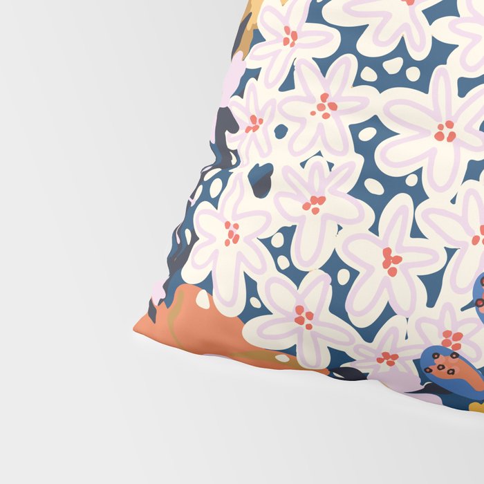Flowers Hydrangena Poppy Blue Pattern Pillow Sham Gallery Image 4