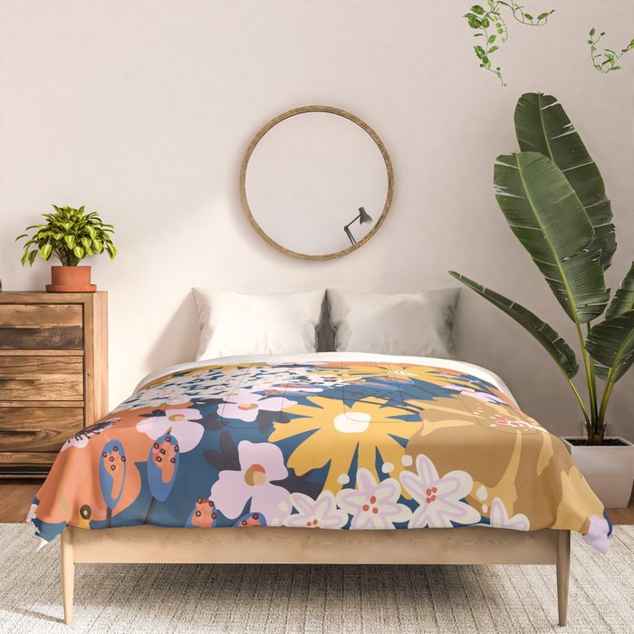 Flowers Hydrangena Poppy Blue Pattern Comforter Gallery Image 3