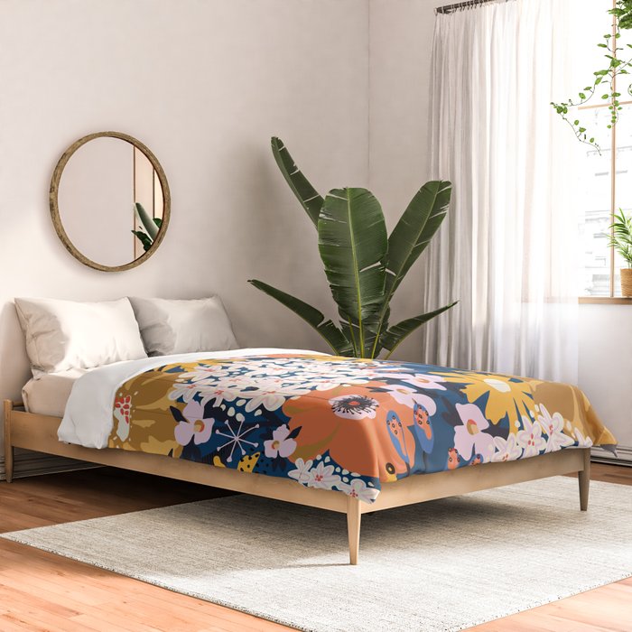 Flowers Hydrangena Poppy Blue Pattern Comforter Gallery Image 2