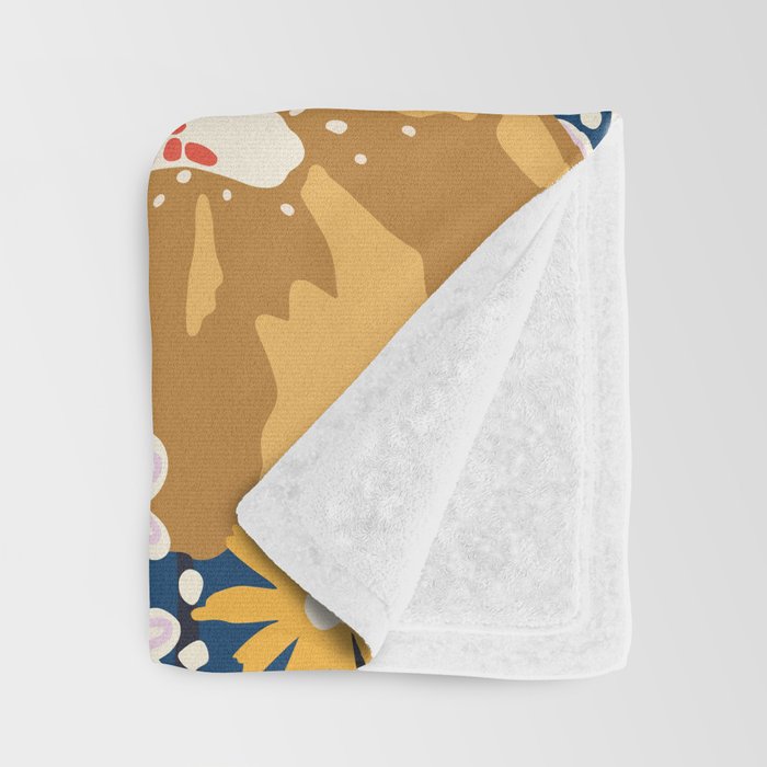 Flowers Hydrangena Poppy Blue Pattern Throw Blanket Gallery Image 3