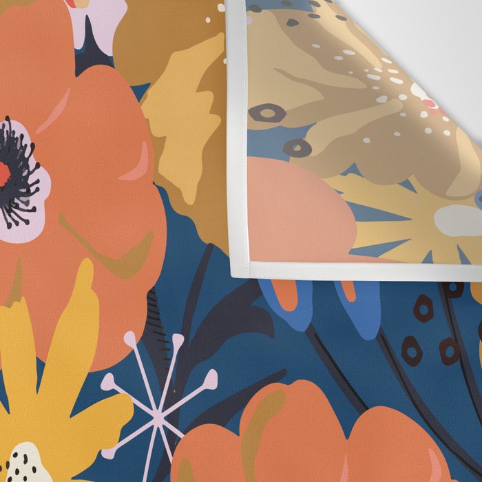 Flowers Hydrangena Poppy Blue Pattern Wall Tapestry Gallery Image 3
