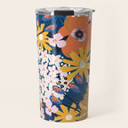 Flowers Hydrangena Poppy Blue Pattern Travel Mug Gallery Image 1