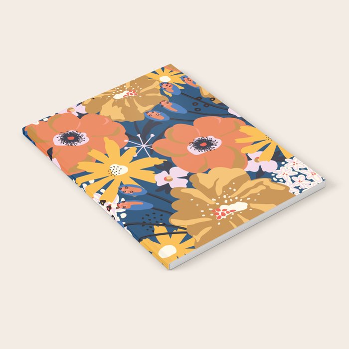Flowers Hydrangena Poppy Blue Pattern Notebook Gallery Image 2