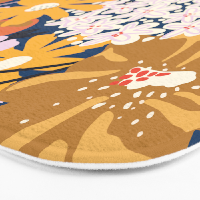 Flowers Hydrangena Poppy Blue Pattern Bath Mat Gallery Image 3