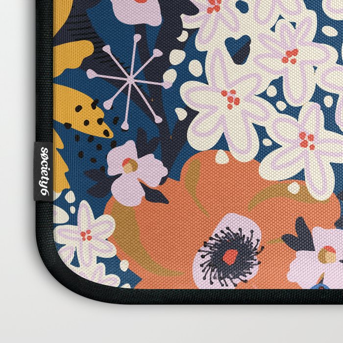 Flowers Hydrangena Poppy Blue Pattern Laptop Sleeve Gallery Image 3