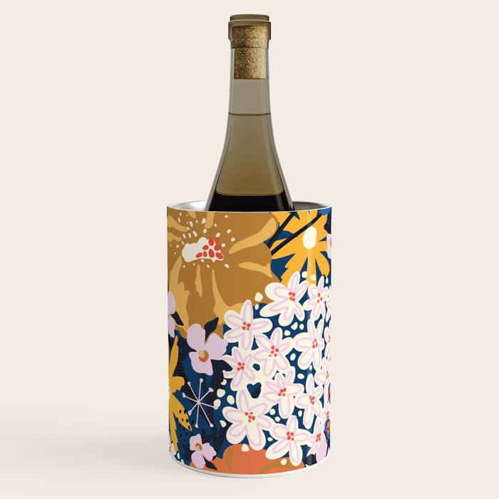 Flowers Hydrangena Poppy Blue Pattern Wine Chiller Gallery Image 2