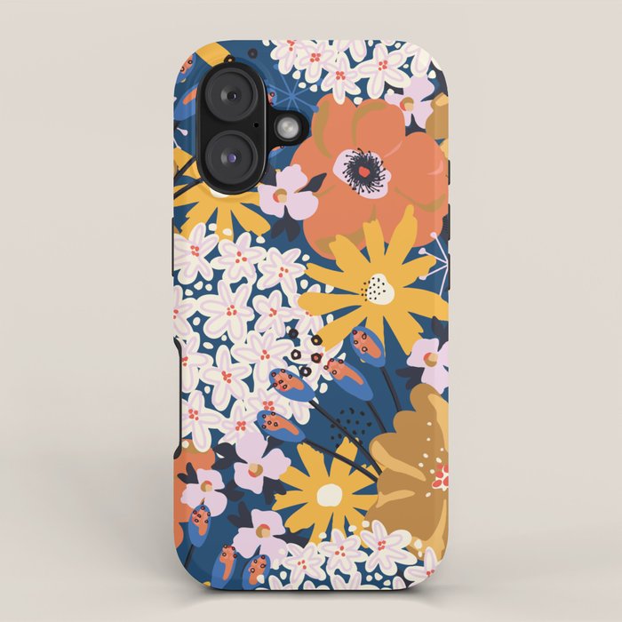 Flowers Hydrangena Poppy Blue Pattern iPhone Case Gallery Image 1