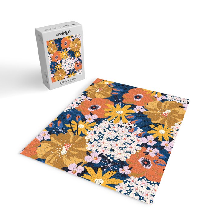 Flowers Hydrangena Poppy Blue Pattern Jigsaw Puzzle Gallery Image 2