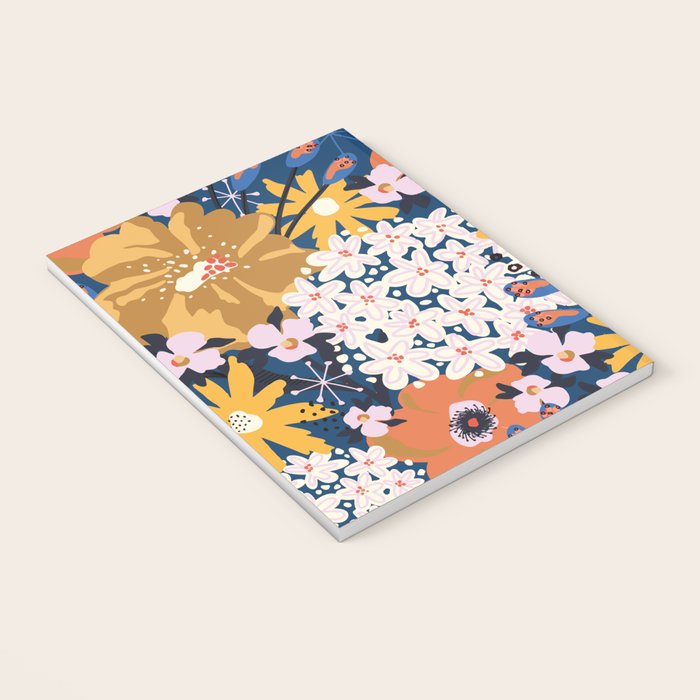Flowers Hydrangena Poppy Blue Pattern Notebook Gallery Image 3