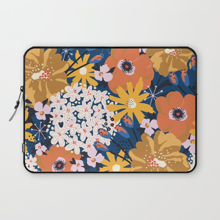 Flowers Hydrangena Poppy Blue Pattern Laptop Sleeve Gallery Image 1