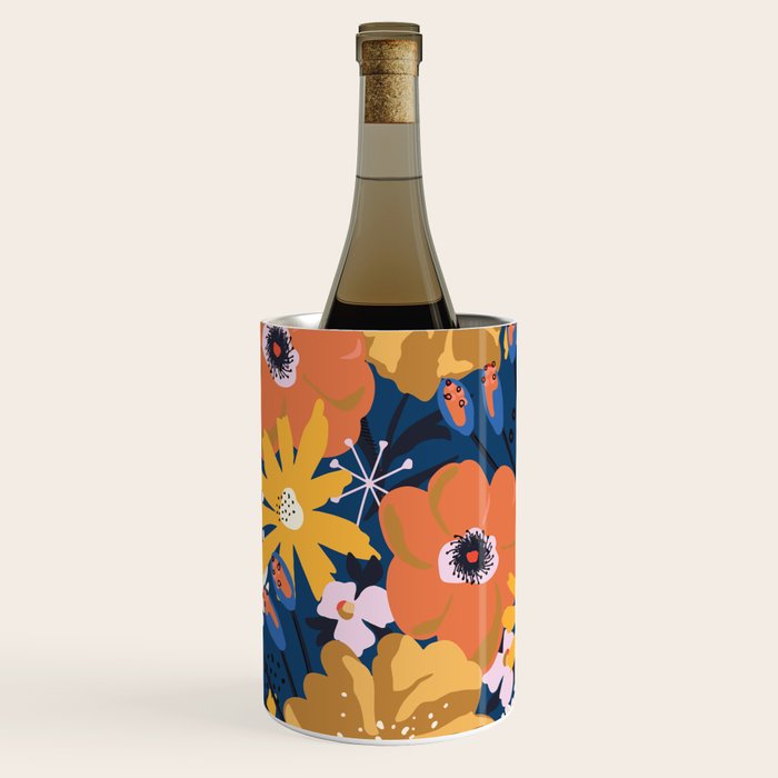 Flowers Hydrangena Poppy Blue Pattern Wine Chiller Gallery Image 3